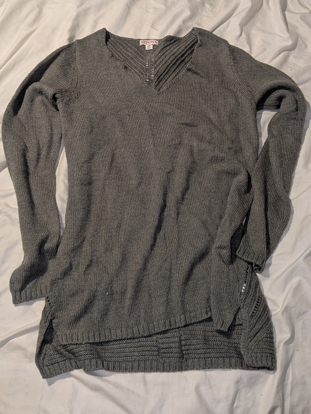 Merona Charcoal Gray V-Neck Knit Sweater